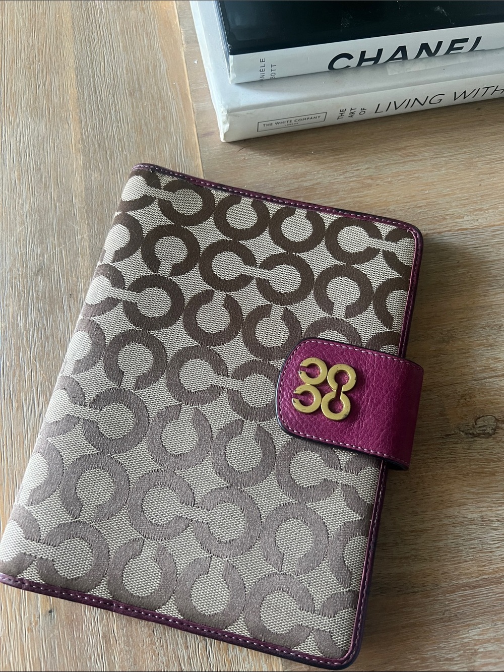 Vintage Coach Op Art Signature Canvas Notepad Cover Planner Agenda